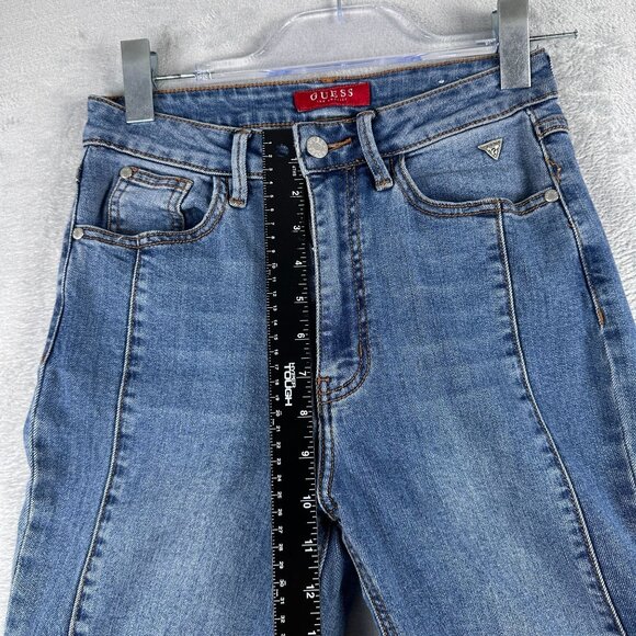 Guess Skinny Jeans Womens Size 26 Taper Leg Pintuck Distressed Mid Rise Blue - Picture 8 of 12